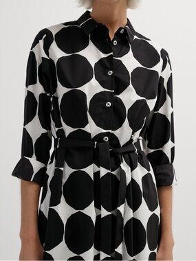 Marimekko Paju Pienet Kivet Cotton Shirt Dress Sz 40